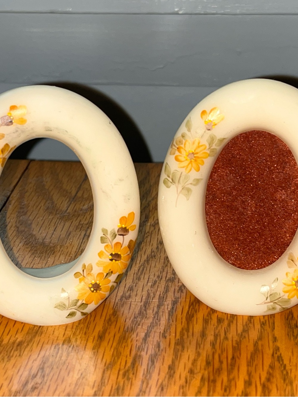 Vintage MCM Fenton Small Handpainted Picture Frames - Signed PAIR